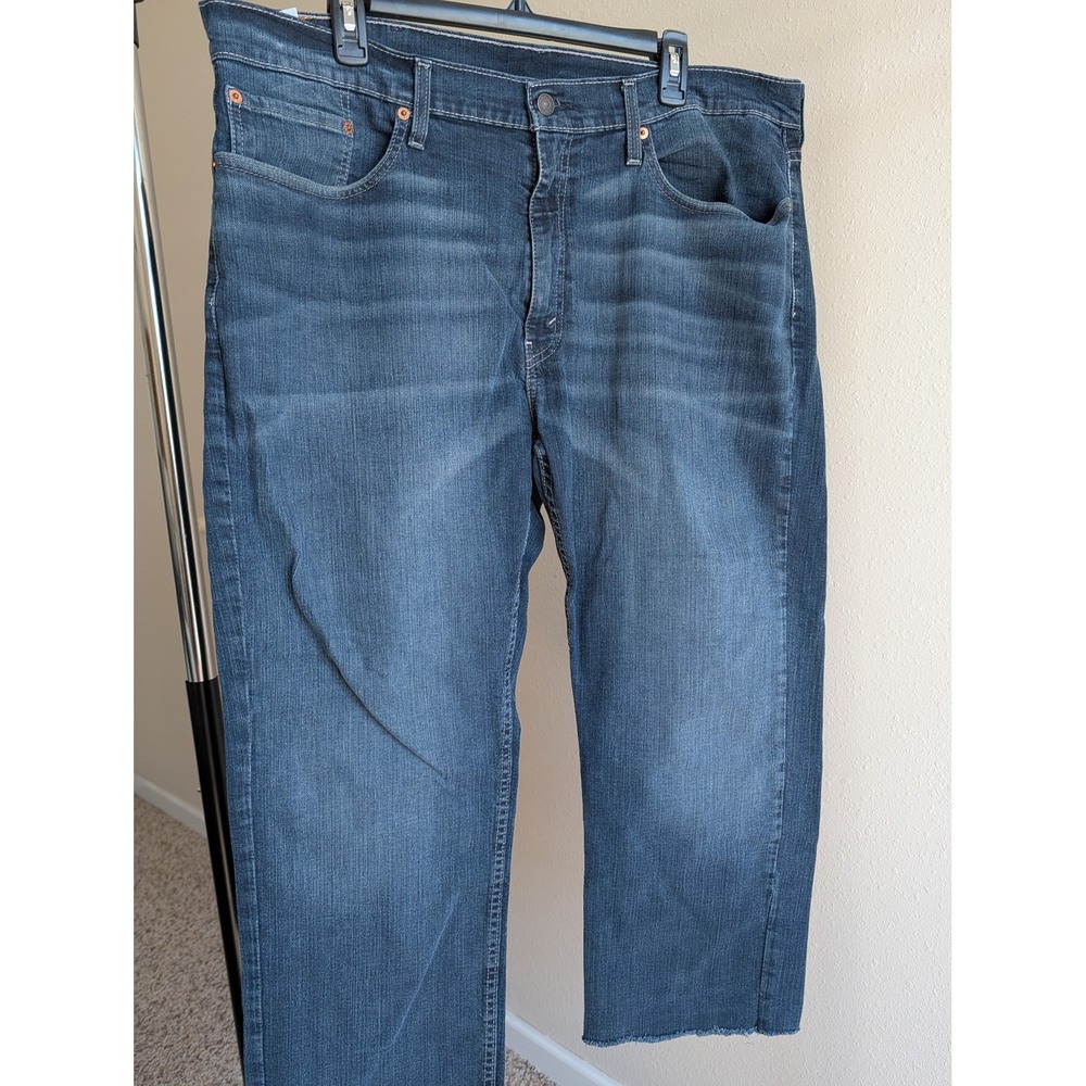 Levis 559 Relaxed Straight Jeans Mens 38x30 Dark Wash Raw Hem Denim Pants
